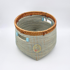 MÂY TRE ĐAN - GIỎ MÂY TRE ĐAN TRÒN HỌA TIẾT