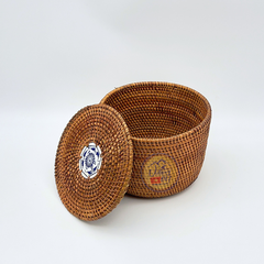 Hộp mây nắp sứ