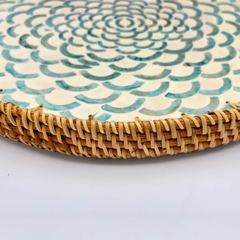 Khay mây tre đan khảm ngọc trai Φ40