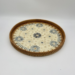 Khay mây tre đan khảm ngọc trai Φ40