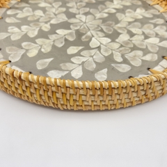 Khay mây tre đan ngọc trai Φ30