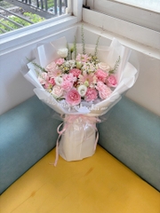 Bó hoa phăng mix đồng tiền tone hồng SP000019