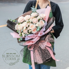 Bó hoa Hồng kem dâu