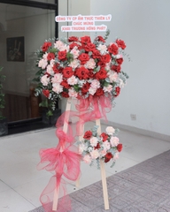 Kệ Hoa Khai Trương đỏ – hồng pastel Hồng Phát Rực Rỡ