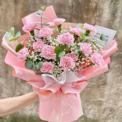 Bó Phăng/Cẩm chướng mix hoa Bi lá Bạc