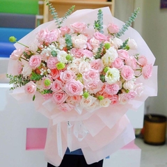 Bó hồng mix cát tường,cẩm chướng,lá bạc