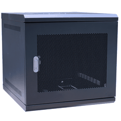 Tủ RACK 9U treo tường D450. Cửa Mica hoặc Cửa Lưới màu Đen