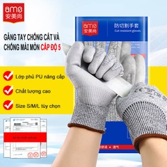 GĂNG TAY CHỐNG CẮT CẤP ĐỘ 5 tiêu chuẩn EN338 An toàn khi làm việc, lao động, thao tác chuẩn xác AMS1006