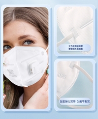 Khẩu trang KN95 5 lớp có van AMS , Màu Trắng, hiệu: AMS, model: A9501V, hộp 25 chiếc