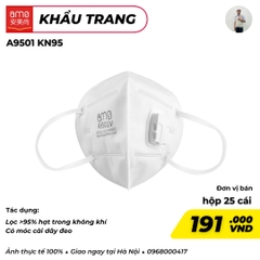 Khẩu trang KN95 5 lớp có van AMS , Màu Trắng, hiệu: AMS, model: A9501V, hộp 25 chiếc