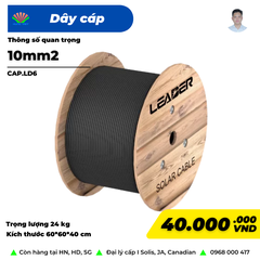 Dây cáp điện Leader 10mm (Solar cable 1*10MM2) (1500V H1Z2Z2-K- cuộn 1000m sx 2024)