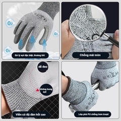 GĂNG TAY CHỐNG CẮT CẤP ĐỘ 5 tiêu chuẩn EN338 An toàn khi làm việc, lao động, thao tác chuẩn xác AMS1006