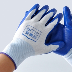 Găng tay chống trượt tráng sơn Nitrile xanh lam hiệu: AMS, model:A562 chuẩn GB24541-2022 (túi 12 đôi, gói 80 đôi, bao tải 1200 đôi)
