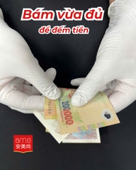 Găng tay y tế không bột màu trắng, hiệu: AMS, Model: A5208 (hộp 100 chiếc)