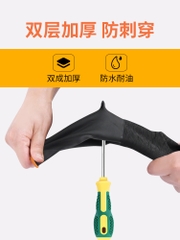 Găng tay cao su Ams chống axit-kiềm có vẩy nhám chống trơn màu đen