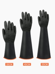 Găng tay cao su chống axit và kiềm hóa chất chống trơn có vây