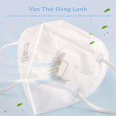 Khẩu trang KN95 5 lớp có van AMS , Màu Trắng, hiệu: AMS, model: A9501V, hộp 25 chiếc
