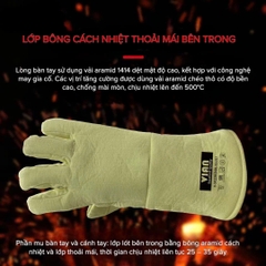 Găng tay chịu nhiệt Vian 500 độ màu vàng be V-50236