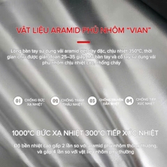 Găng tay chịu nhiệt Vian 350 độ màu bạc V-35036
