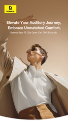 Tai nghe Bluetooth OWS OS-Baseus Bass 15 Clip Open-Ear True Wireless Earphones Stellar White (With: Simple charging cable Type-C 3A 0.3m White-Baseus new logo)