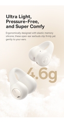 Tai nghe Bluetooth OWS OS-Baseus Bass 15 Clip Open-Ear True Wireless Earphones Stellar White (With: Simple charging cable Type-C 3A 0.3m White-Baseus new logo)
