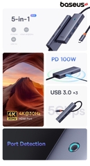 Hub OS-Baseus UltraJoy Series 6-Port HUB Docking Station Space Grey（Type-C to HDMI4K@60Hz*1+USB 3.0*4+PD*1）