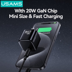 USAMS CC267 20W GaN Mini Fast Charger (US) - JC Series - Black