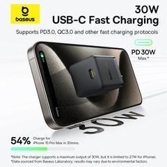 Củ sạc nhanh 1 cổng C Baseus Palm Fast Charger 1C 30W US Moon White