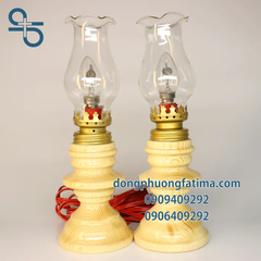 2 CÂY ĐÈN DẦU ĐIỆN (20CM) (Màu Gỗ Vàng Cát)