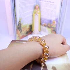 CHUỖI HẠT MÂN CÔI ĐÁ TOPAZ VÀNG MÂT ONG 10LI XEN ĐÁ TOPAZ NHỎ THÁNH GIÁ TAY NỮ XINH XẮN 10 HẠT