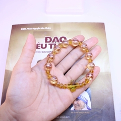 CHUỖI HẠT MÂN CÔI ĐÁ TOPAZ VÀNG MÂT ONG 10LI XEN ĐÁ TOPAZ NHỎ THÁNH GIÁ TAY NỮ XINH XẮN 10 HẠT