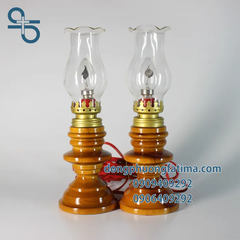 2 CÂY ĐÈN DẦU ĐIỆN 20CM (MÀU GỖ NÂU TRẦM)