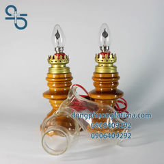 2 CÂY ĐÈN DẦU ĐIỆN 20CM (MÀU GỖ NÂU TRẦM)