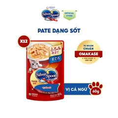 Pate Mèo Silver Spoon 60g – Thức Ăn Ướt Cho Mèo Dạng Sốt/Thạch Cá Ngừ, Gà, Cá Bào – 3FStore