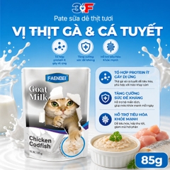 Pate Sữa Dê Faenbei Cho Mèo 85g - Thức Ăn Ướt Thịt Tươi, Dễ Tiêu, Bổ Sung Taurine & IMO
