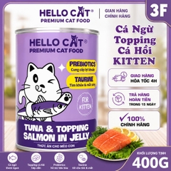 Pate Hello Cat Tuna 400g Cho Mèo - Cá Ngừ Trong Thạch, Bổ Sung Taurine & Prebiotics Cho Mèo Mọi Lứa Tuổi