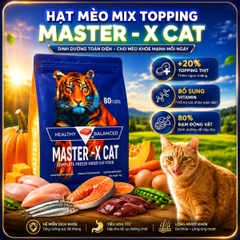 Thức ăn cho mèo MASTER–XCAT mới 1kg Công thức 3 loại thịt sấy: Thịt gà, thịt xương, tôm krill