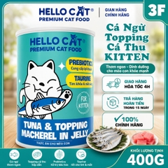 Pate Hello Cat Tuna 400g Cho Mèo - Cá Ngừ Trong Thạch, Bổ Sung Taurine & Prebiotics Cho Mèo Mọi Lứa Tuổi