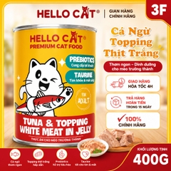 Pate Hello Cat Tuna 400g Cho Mèo - Cá Ngừ Trong Thạch, Bổ Sung Taurine & Prebiotics Cho Mèo Mọi Lứa Tuổi