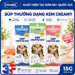 Súp Thưởng Creamy Faenbei Cho Mèo 4x15g - Kem Thưởng Bổ Sung Taurine, Omega 3 & Vitamin