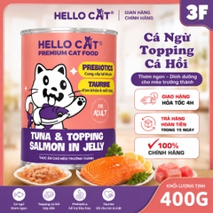 Pate Hello Cat Tuna 400g Cho Mèo - Cá Ngừ Trong Thạch, Bổ Sung Taurine & Prebiotics Cho Mèo Mọi Lứa Tuổi