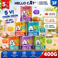 Pate Hello Cat Tuna 400g Cho Mèo - Cá Ngừ Trong Thạch, Bổ Sung Taurine & Prebiotics Cho Mèo Mọi Lứa Tuổi