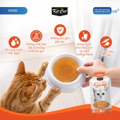 🔥 Súp Thưởng Cho Mèo Kit Cat Savoury Soup 50g Vị Cá Hồi – Bổ Sung Nước, Topping Cá Hồi Thật, Không Chất Bảo Quản