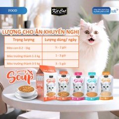 🔥 Súp Thưởng Cho Mèo Kit Cat Savoury Soup 50g Vị Cá Hồi – Bổ Sung Nước, Topping Cá Hồi Thật, Không Chất Bảo Quản