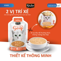 🔥 Súp Thưởng Cho Mèo Kit Cat Savoury Soup 50g Vị Cá Hồi – Bổ Sung Nước, Topping Cá Hồi Thật, Không Chất Bảo Quản