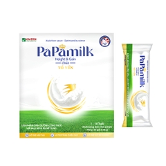 Sản phẩm dinh dưỡng công thức với mục đích ăn bổ sung Papamilk Height & Gain chứa tổ yến dành cho trẻ từ 1-19 tuổi (Hộp 14 gói)