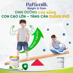 Sản phẩm dinh dưỡng công thức với mục đích ăn bổ sung Papamilk Height & Gain chứa tổ yến dành cho trẻ từ 1-19 tuổi (Lon 830gr)