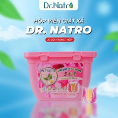 Viên giặt xả lưu hương 5in1  DR NATRO Hoa Sen Hồng hộp 30 gói 15g