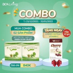 Combo 2 hộp TPBS bột Cần tây diệp lục Green Filter Celery Nutriway - Tặng 1 hộp TPBVSK Cherry Extract Vitamin c 10 gói