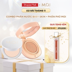 Bộ đôi M.O.I Phấn nước Baby Skin Cushion và Phấn phủ Baby Skin Powder